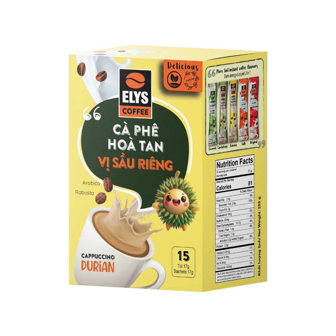 Cà phê Elys Cappuccino Sầu riêng